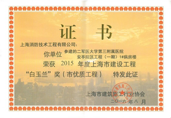 15年度白玉兰奖（市优质工程）（二军大安亭一期1#病房